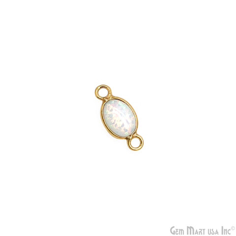 Gemstone Cabochon 7x5mm Oval Double Bail Gold Bezel Connector