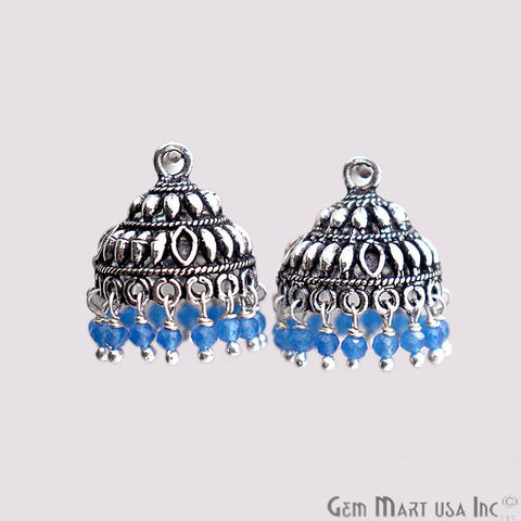 Round Shape Oxidized Dangle Earrings Supply - 1Pair (Pick your Gemstone) - GemMartUSA