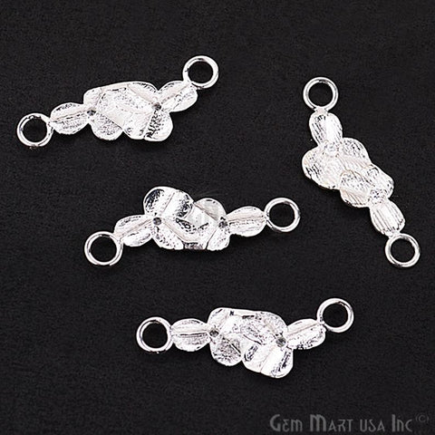 1 Piece "Orchid" Charms Connector Pendant in Silver Plated 29x9mm - GemMartUSA