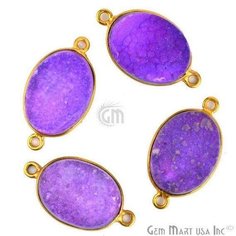 Color Druzy 12x16mm Oval Gold Plated Double Bail Gemstone Connector