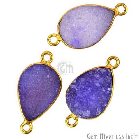 Color Druzy 10x14mm Pears Bezel Gold Plated Double Bail Gemstone Connector