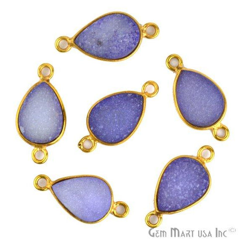Color Druzy 8x12mm Pears Bezel Gold Plated Double Bail Gemstone Connector