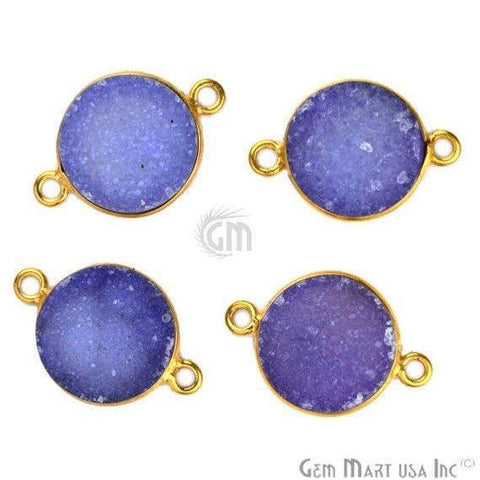 Color Druzy 12mm Round Double Bail Bezel Gold Plated Gemstone Connector