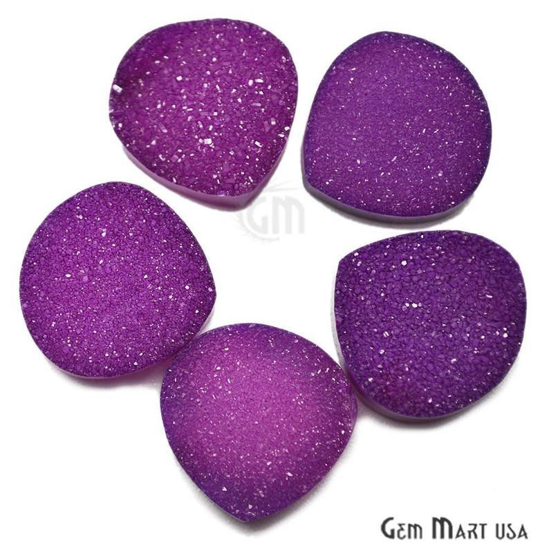 Plain Color Druzy 14mm Heart Shape Loose Cabochon (Pick Your Color) - GemMartUSA