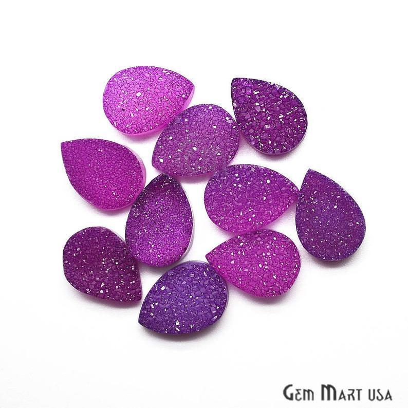 Plain Color Druzy 10x14mm Pear Shape Loose Cabochon (Pick Your Color) - GemMartUSA