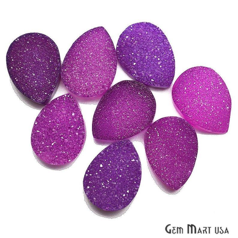 Plain Color Druzy 12x16mm Pear Shape Loose Cabochon (Pick Your Color) - GemMartUSA