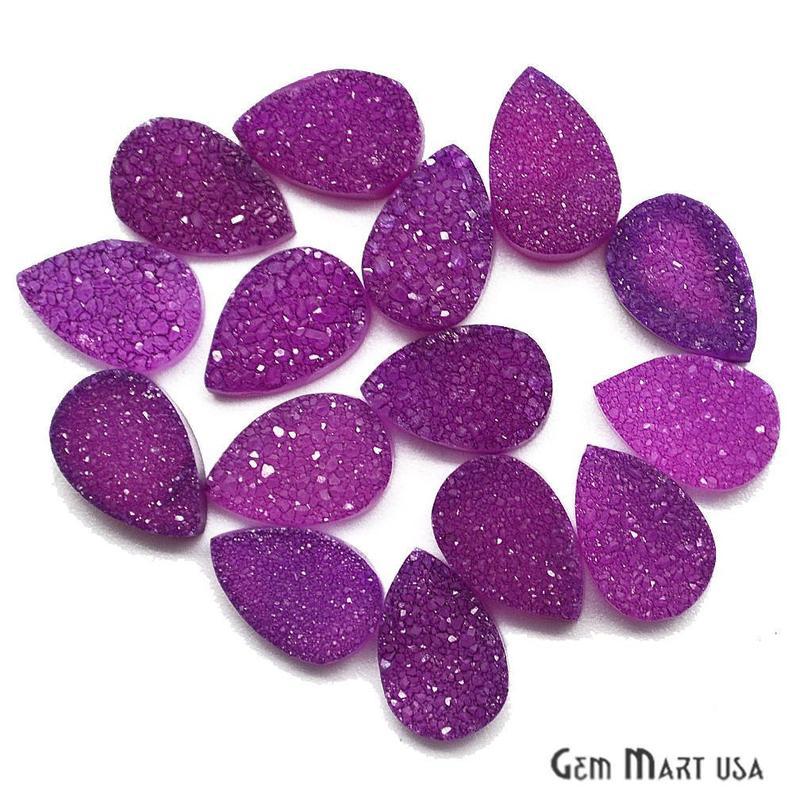 Plain Color Druzy 8x12mm Pear Shape Loose Cabochon (Pick Your Color) - GemMartUSA