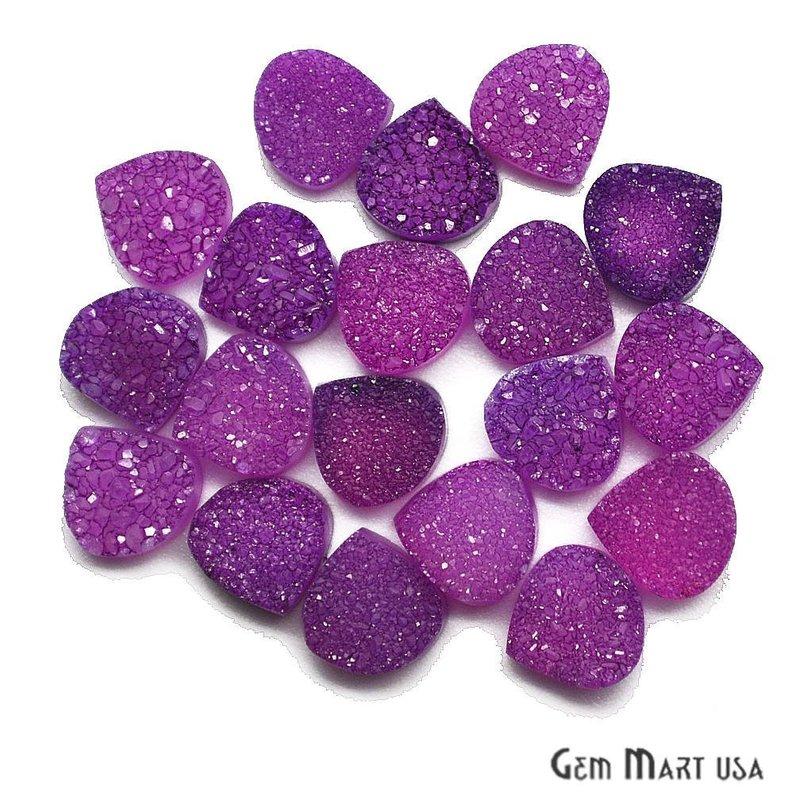 Plain Color Druzy 8mm Heart Shape Loose Cabochon (Pick Your Color) - GemMartUSA