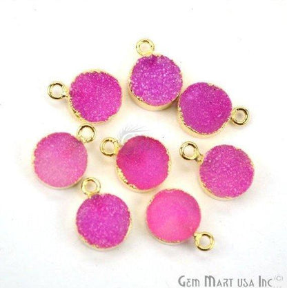 Gold Electroplated Druzy 10mm Round Shape Druzy Gemstone Connector (Pick Your Color, Bail) - GemMartUSA