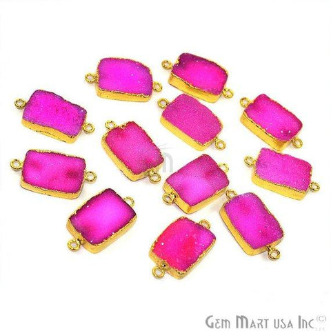Gold Electroplated Druzy 13x18mm Octagon Double Bail Gemstone Connector