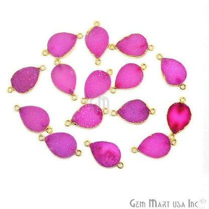 Gold Electroplated 13x18mm Pears Double Bail Druzy Gemstone Connector