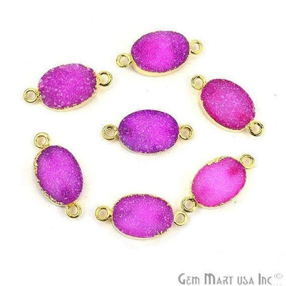 Gold Electroplated Druzy 10x14mm Oval Druzy Gemstone Connector (Pick Your Color, Bail) - GemMartUSA