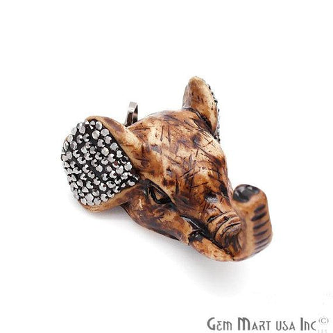 Elephant Head Pendant, Cubic Zircon Connector, Bracelets Charm, Elephant Head Necklace,(PEND-50008) - GemMartUSA