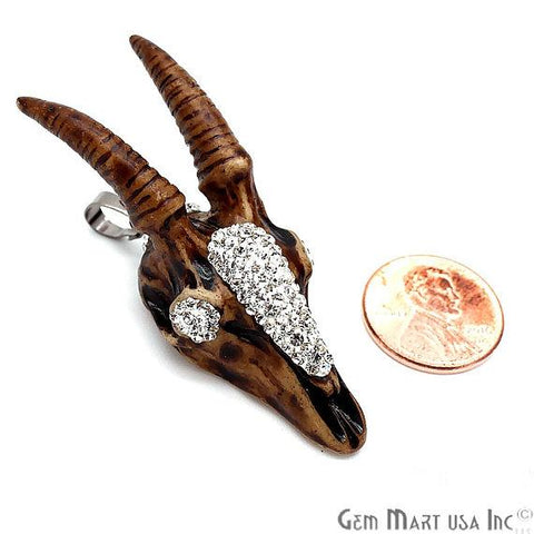Antelope Head Pendant, White Cubic Zircon Connector, Bracelets Charm, Antelope Necklace,(PEND-50012) - GemMartUSA