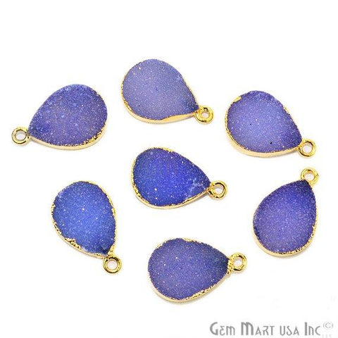 Gold Electroplated Color Druzy 12x16mm Pears Single Bail Druzy Connector