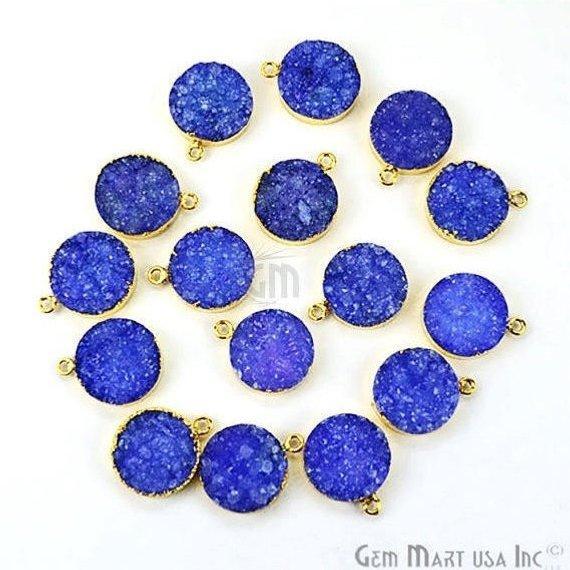 Gold Electroplated 16mm Round Single Bail Druzy Gemstone Connector