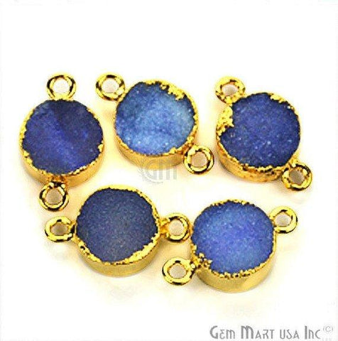 Gold Electroplated Druzy 10mm Round Shape Druzy Gemstone Connector (Pick Your Color, Bail) - GemMartUSA