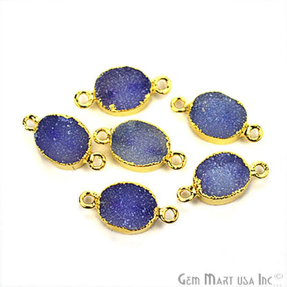 Gold Electroplated Druzy 9x11mm Oval Druzy Gemstone Connector (Pick Your Color) - GemMartUSA