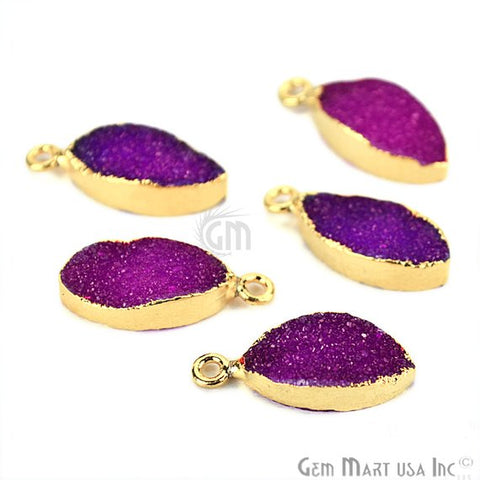 Gold Electroplated Druzy 8x16mm Marquise Single Bail Druzy Connector (Pick Color) - GemMartUSA