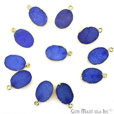 Druzy Gold Electroplated 12x16mm Oval Single Bail Gemstone Connector