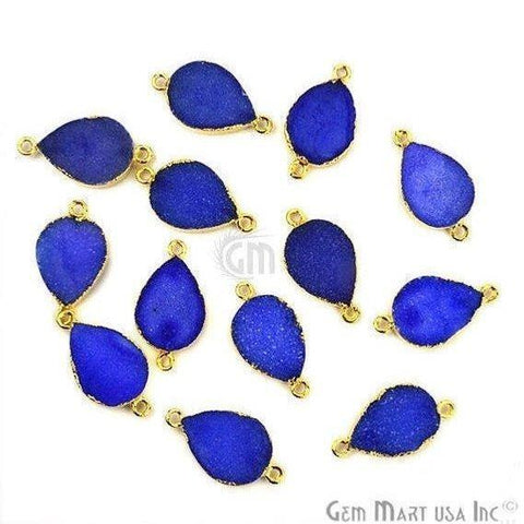Gold Electroplated 13x18mm Pears Double Bail Druzy Gemstone Connector