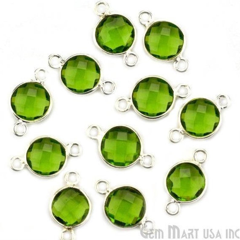 Round 8mm Double Bail Silver Plated Gemstone Connectors (Pick Your Lot Size) - GemMartUSA