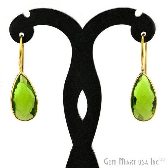 Gold Plated Pears 11x37mm Gemstone Dangle Hook Earring 1Pair (Pick Your Stone) - GemMartUSA