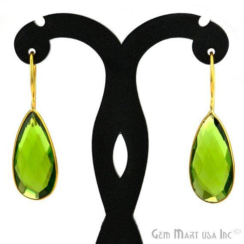 Pear Shape 12x25mm Gold Plated Gemstone Hook Earrings (Pick your Gemstone) (90005-1) - GemMartUSA