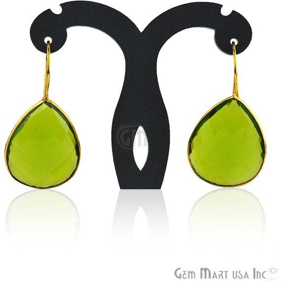 Gold Plated Pears Shape 21x26mm Gemstone Dangle Hook Earring Choose Your Style (90010-1) - GemMartUSA