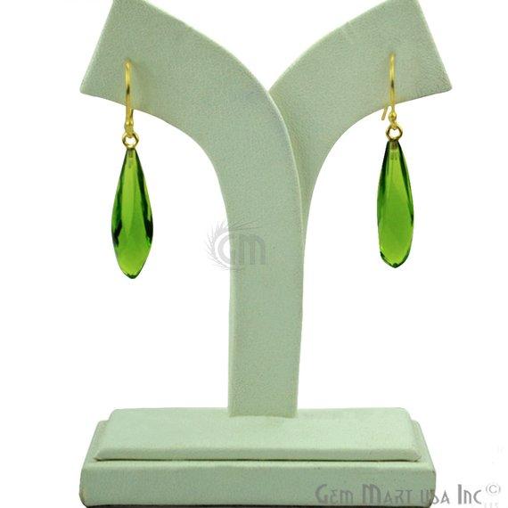 Teardrop Shape 48x9mm Gold Plated Gemstone Dangle Hook Earrings (Pick your Gemstone) (90100-1) - GemMartUSA