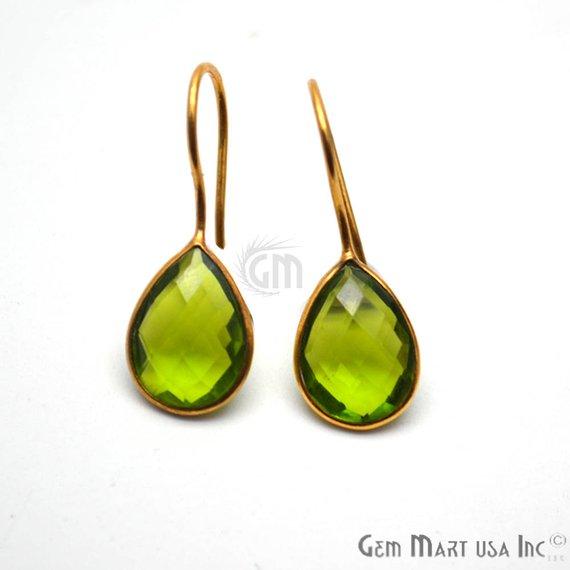 Pear 10x14mm Gemstone Gold Hook Earrings 1 Pair (Pick your Gemstone) - GemMartUSA