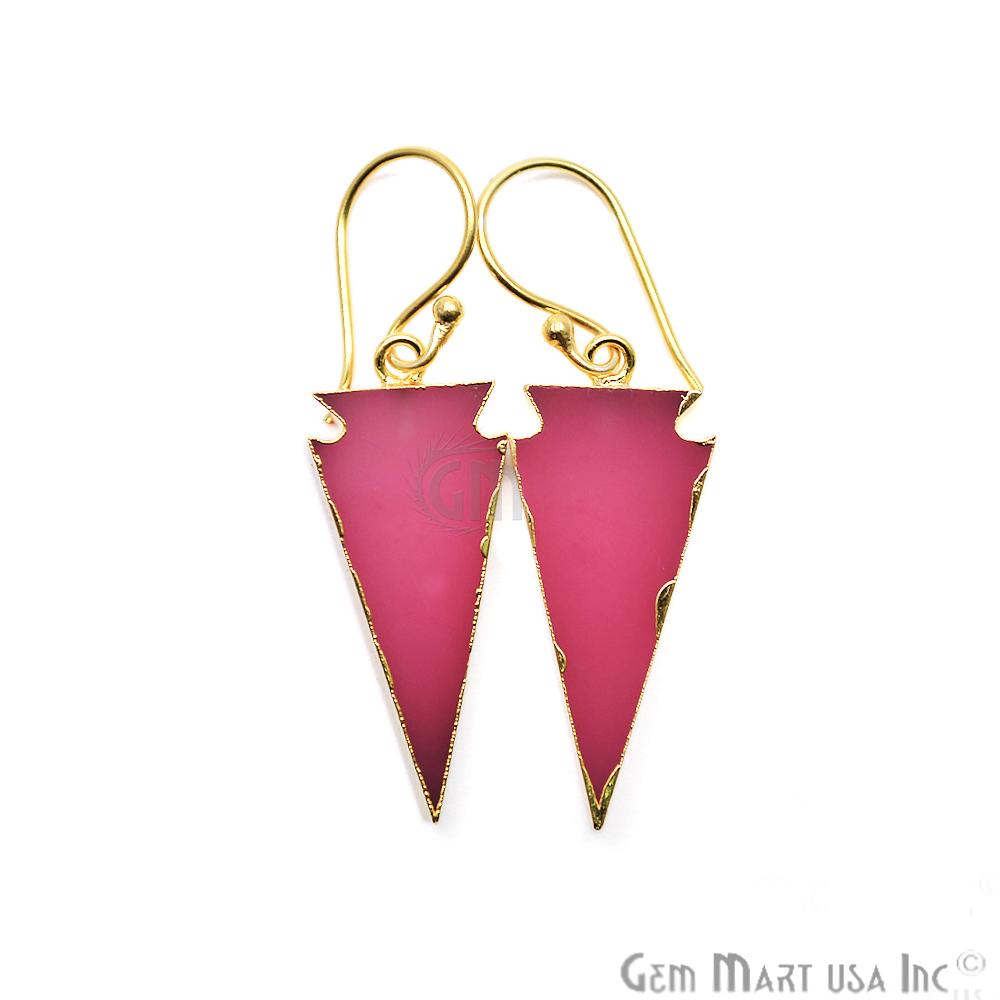 Triangle Shape 34x14mm Gold Plated Sediment Jasper Hook Earrings (Pick your Gemstone) (90163-1) - GemMartUSA