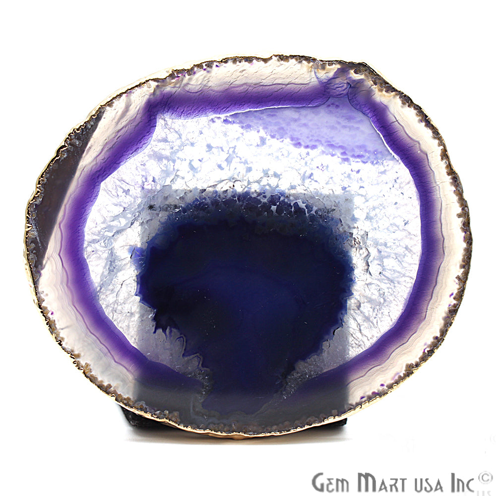 Purple Agate Coaster, Coaster Set, Rock Coaster, Agate Slice Drink Coaster - GemMartUSA