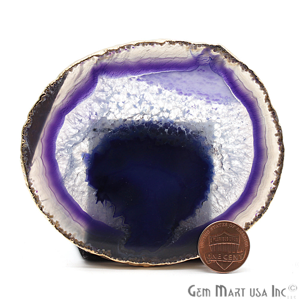 Purple Agate Coaster, Coaster Set, Rock Coaster, Agate Slice Drink Coaster - GemMartUSA