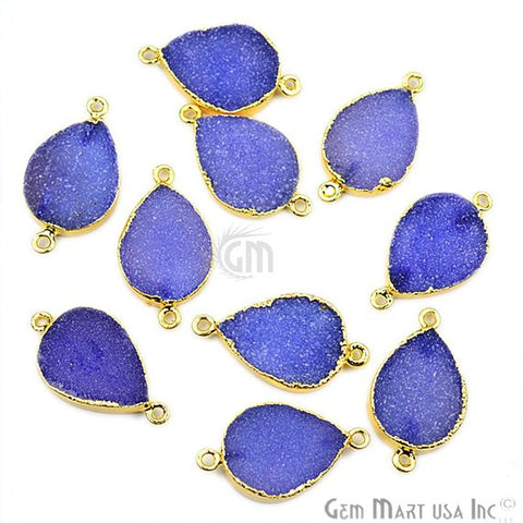 Gold Electroplated Druzy 15x20mm Pears Druzy Gemstone Connector (Pick Your Color, Bail) - GemMartUSA