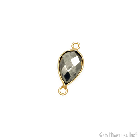 Pear Double Bail Gold Bezel 8x12mm Gemstone Connector