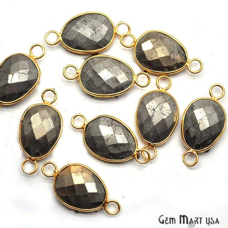 Gemstone 12x16mm Pears Gold Bezel Big Bail Connector