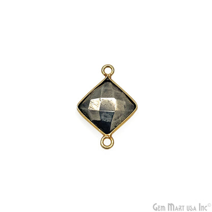 Square 10mm Double Bail Gold Bezel Gemstone Connector (Pick Lot Size)