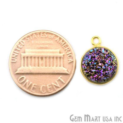 Titanium Druzy 10mm Round Bezel Connector (Pick Color, Bail, Plating) - GemMartUSA