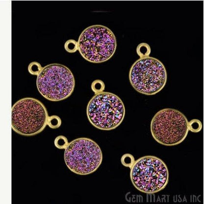 Titanium Druzy 8mm Round Bezel Connector (Pick Color, Bail, Plating) - GemMartUSA