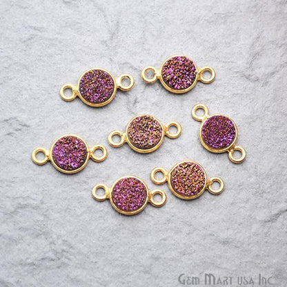 Titanium Druzy 6mm Round Bezel Gemstone Connector (Pick Your Druzy, Plating or Bail) - GemMartUSA