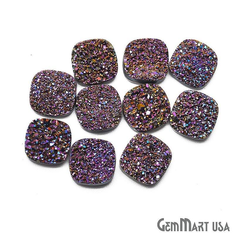 Plain Druzy 12mm Cushion Shape Loose Cabochon (Pick Your Color) - GemMartUSA