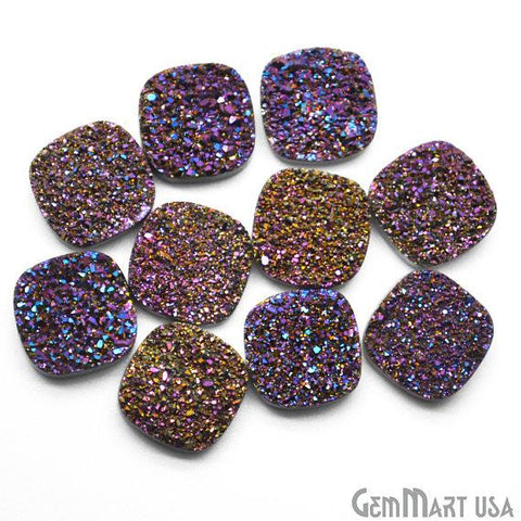 Purple Druzy, Druzy Cabochon, 14mm Cushion Shaped Druzy, Cabochon, Loose Druzy Stone (PZ-80003) - GemMartUSA