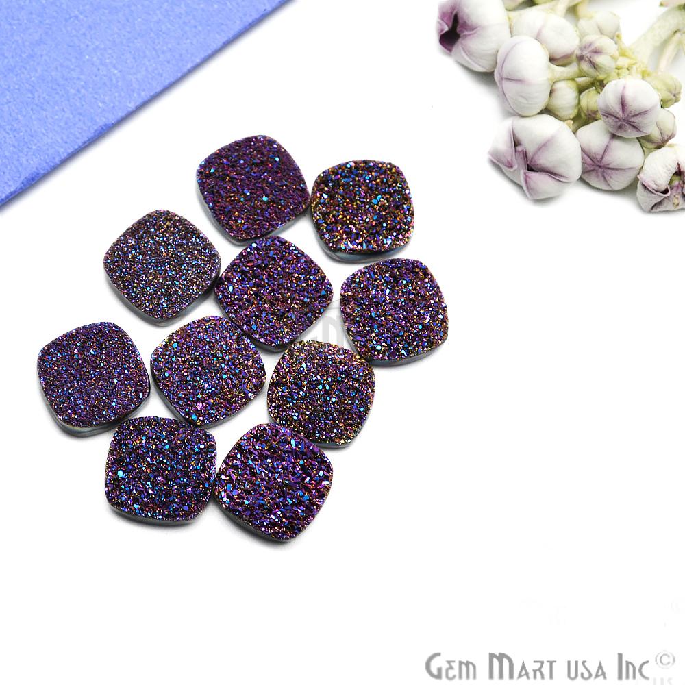 Plain Druzy 16mm Cushion Shape Loose Cabochon (Pick Your Color) - GemMartUSA