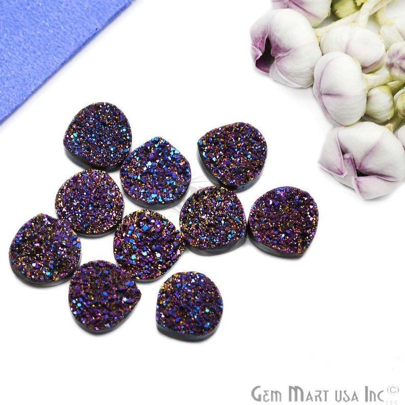 Plain Druzy 12mm Heart Shape Loose Cabochon (Pick Your Color) - GemMartUSA