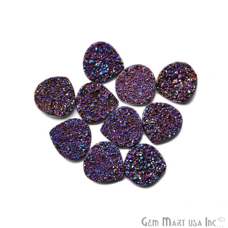 Plain Druzy 14mm Heart Shape Loose Cabochon (Pick Your Color) - GemMartUSA