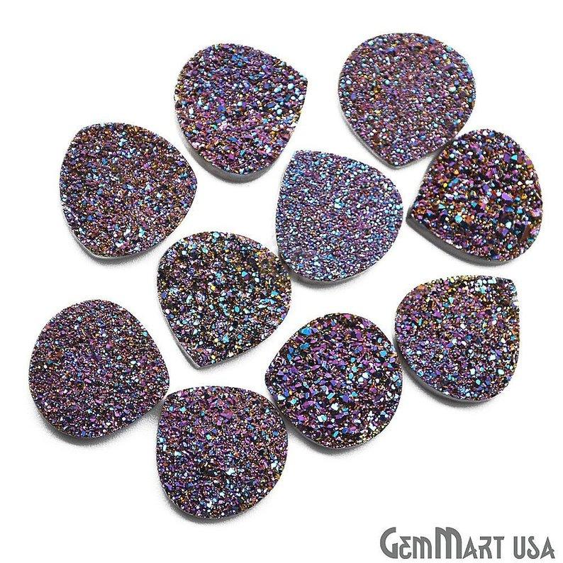 Plain Druzy 16mm Heart Shape Loose Cabochon (Pick Your Color) - GemMartUSA