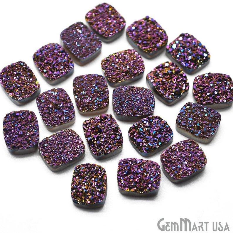 Plain Druzy 10x12mm Octagon Shape Loose Cabochon (Pick Your Color) - GemMartUSA