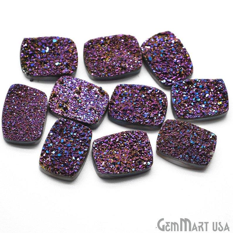 Titanium Druzy 12x16mm Octagon Shape Loose Cabochon (Pick Your Color) - GemMartUSA