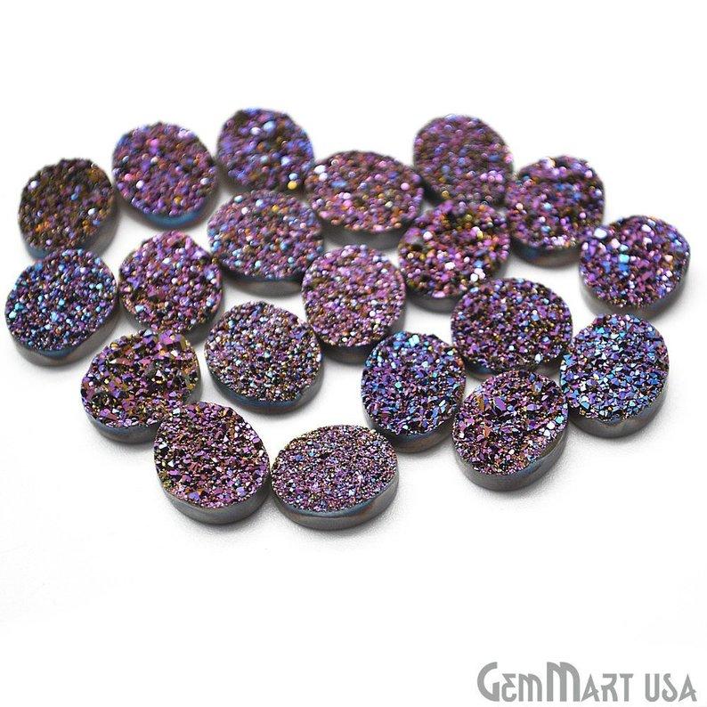 Plain Druzy 10x12mm Oval Shape Loose Cabochon (Pick Your Color) - GemMartUSA